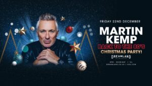 Shot of Martin Kemp with baubles around for Festive events in Margate and his Back To The '80s Xmas Party at Dreamland Margate in Kent