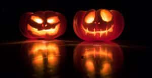 Two faces of pumpkins lit up for Halloween Events In Kent 2023 blog post round up 